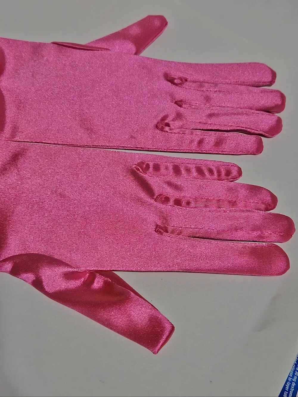 Pink Satin Evening Gloves with Pearl Accent NEW